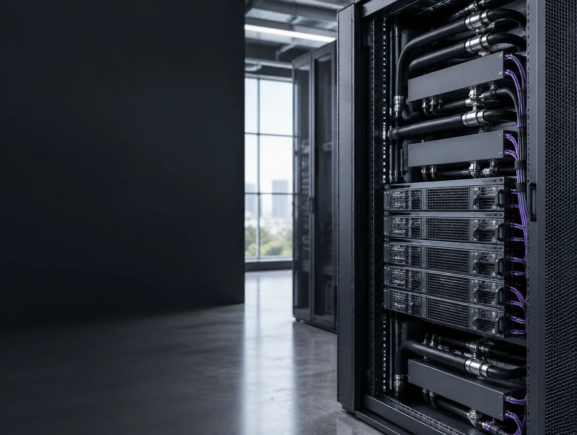 GPU server racks inside a data-center facility